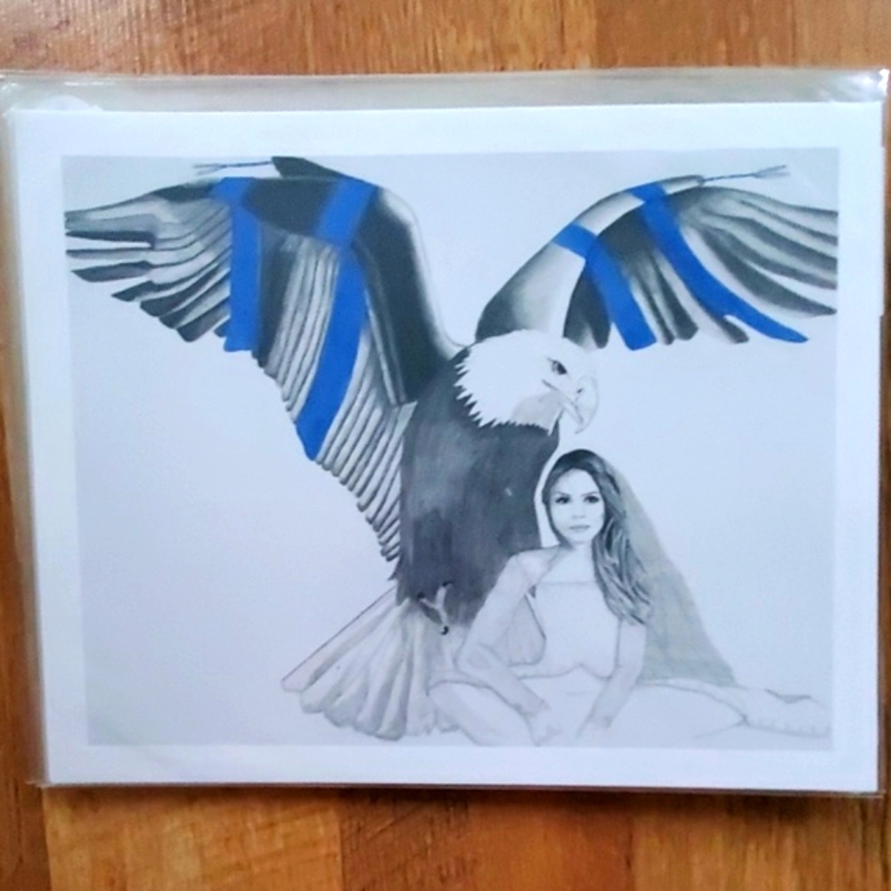 Hand Drawn Art Print 8x10 Eagle with Bride "COVERING‎ OF INTIMACY"